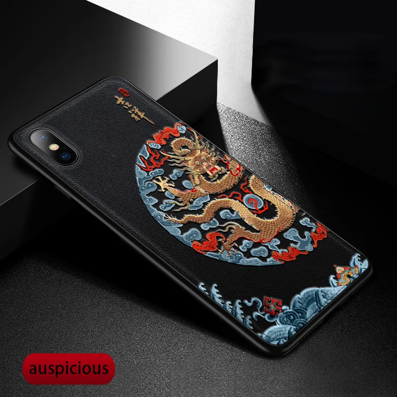 Black CENMASO, китайский дизайн, ультра тонкий мягкий кожаный чехол-накладка для IPhone 11 Pro Max, винтажный Чехол в китайском стиле - Цвет: Black
