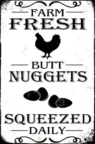 

Kalynvi Farm Fresh Nuggets Squeezed Daily Chicken Metal Tin Sign Wall Plaque for Home Kitchen Bar Coffee Shop 8x12 Inch