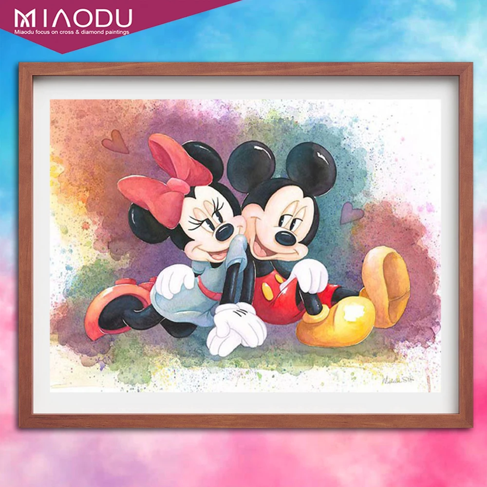 

Disney DIY Diamond Painting Cross Stitch Mickey And Minnie Round Diamond Embroidery Mosaic Christmas Minnie Mickey Gift