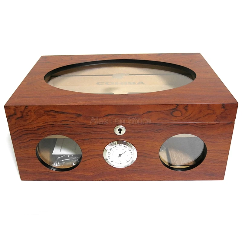 Винтажный ящик для хранения сигар из кедрового дерева COHIBA красивый с замком