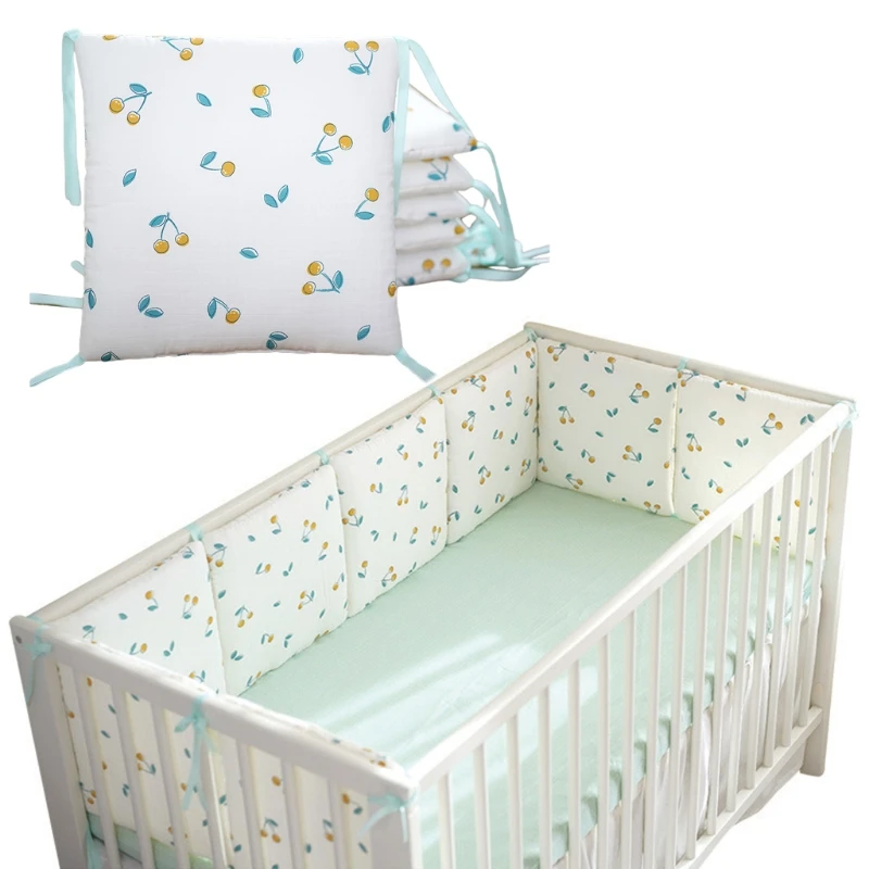 

6 Pcs Baby Soft Cotton Crib Bumper Newborn Bed Cot Protector Pillows Infant Cushion Mat Nursery Bedding Room Decor