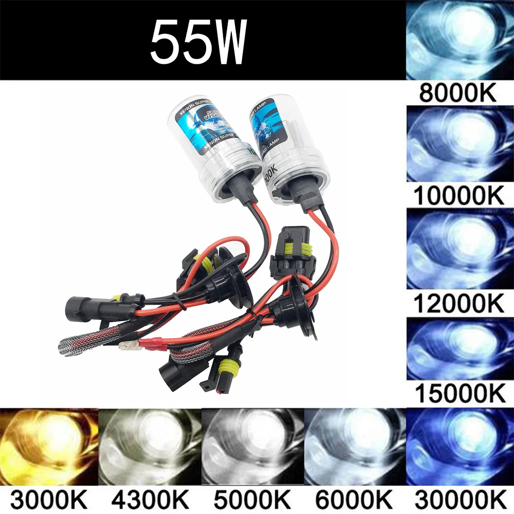 Комплект ксеноновых ламп HID 55 Вт 2 шт. лампы H1 H3 H7 H11 880 9005 9006 3000K 4300K 6000K 8000K DC 12V