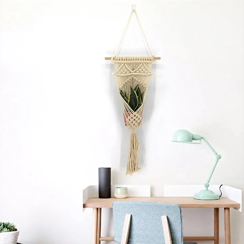 

Bohemian hand-woven Cotton Rope Tassel Tapestry Living Room Bedside Decoration Wall Hanging Ornaments(not include wood stick