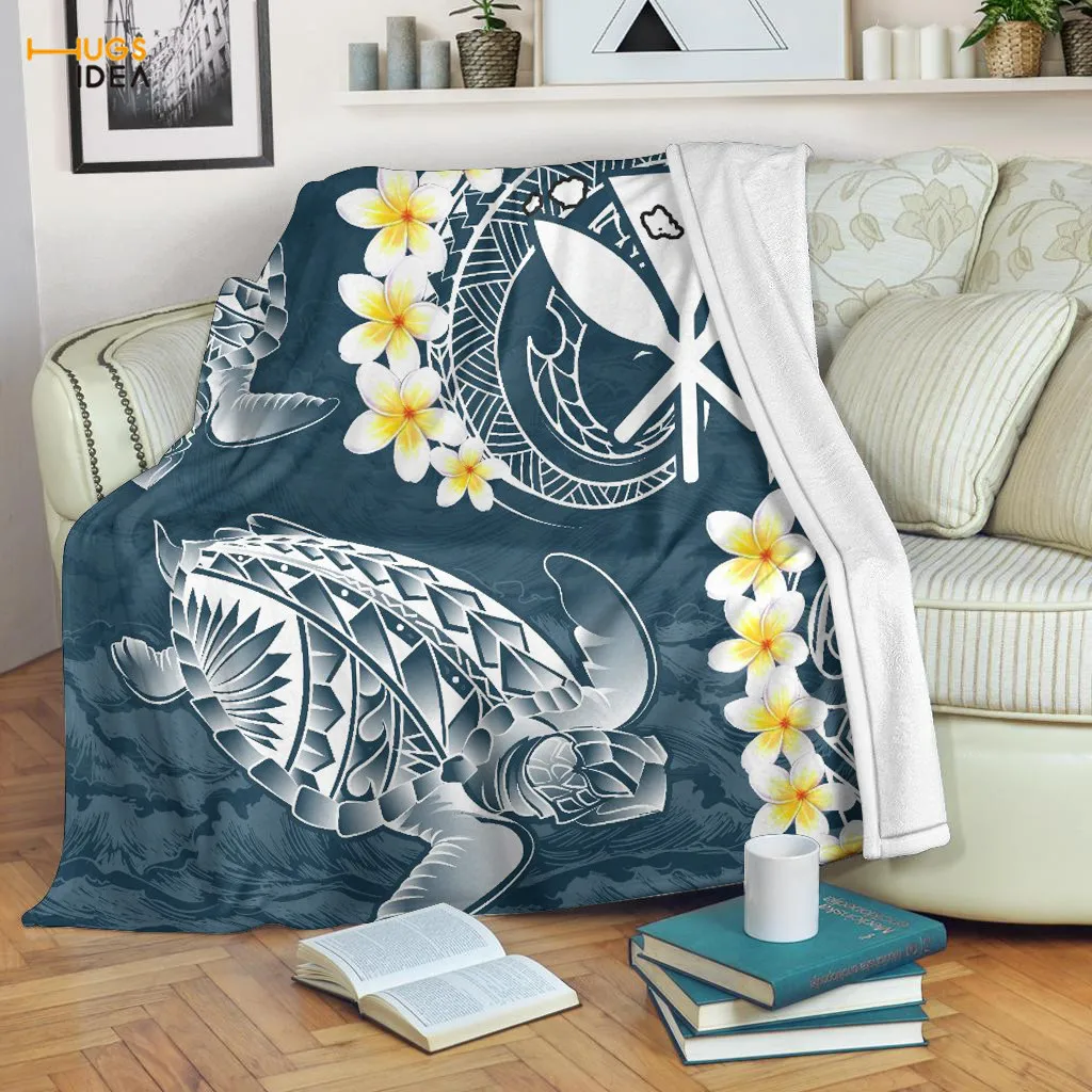 

HUGSIDEA Polynesia Turtle with Flower Pattern Flannel Blanket Winter Sofa Nap Blankets Coral Fleece Plush Quilt Bedding Covers