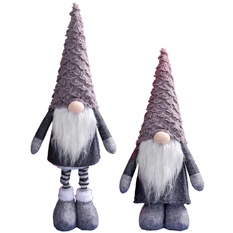 

Рождественская плюшевая кукла гнома без лица с выдвижными ножками и длинной шапкой, плюшевые игрушки-эльфы, праздничный домашний магазин, украшение для окон LBS