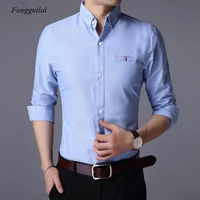 2021 fall new fashion brand designer man dress shirt long sleeve slim fit button down 100 cotton casual mens clothing