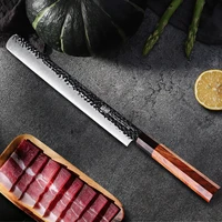 xsg 12inch salmon slicer knife 3 layer 9cr18mov clad steel octagon ebony handle brisket ham knives for kitchen slicing filleting