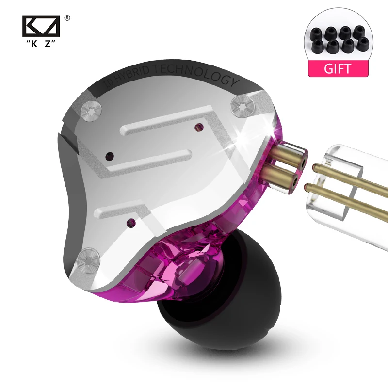 2019 KZ ZS10 Pro металлическая гарнитура 4BA + 1DD гибридные 10 шт. HIFI басовые наушники