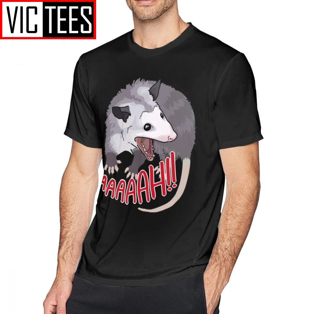 Mens Scream T Shirts Possum Scream At Own Ass T-Shirt Awesome Beach Tee Shirt Male XXX Cotton Print Tshirt