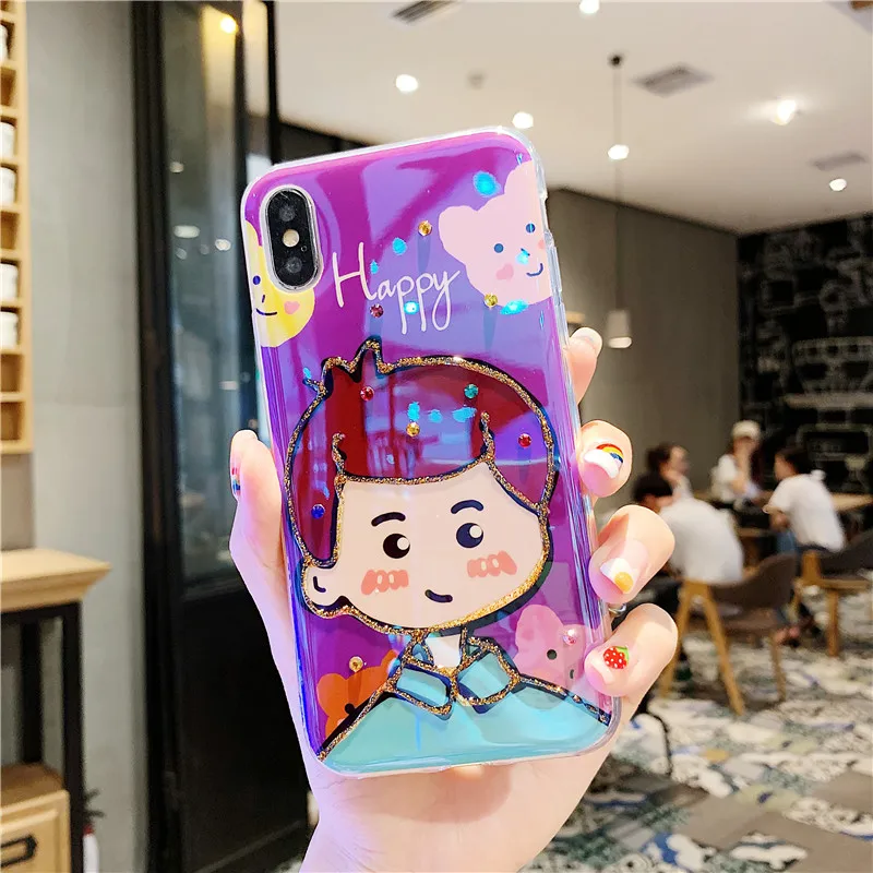 GYKZ милый чехол для пары мальчиков и девочек iPhone XS MAX XR X 7 8 6 6s Plus голубой луч
