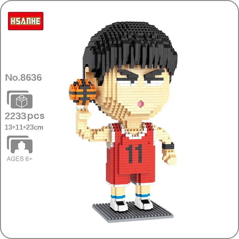 

Hsanhe Anime Slam Dunk Rukawa Kaede Basketball Player 3D Model Building Blocks Set DIY Mini Diamond Bricks Toy for Boys Gifts