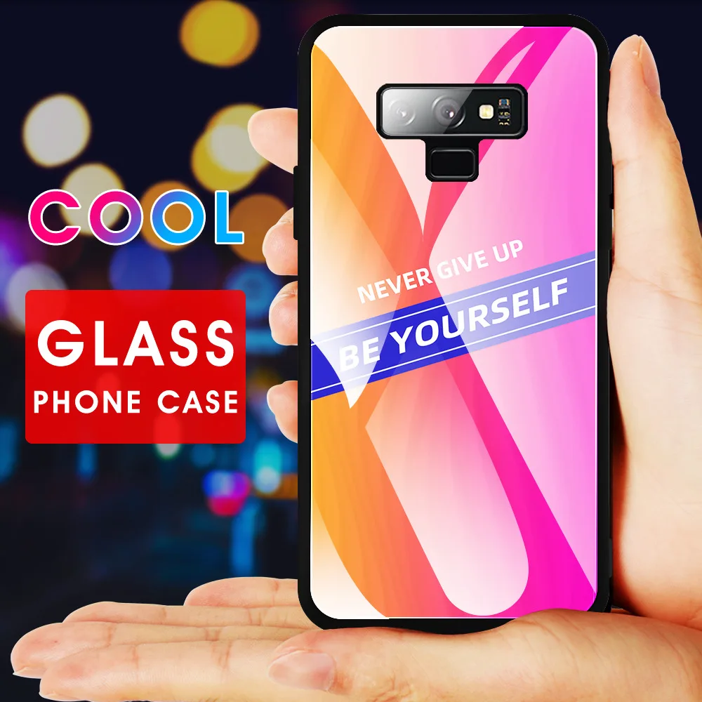YUNAO Phone case For Samsung series Gradient color glass protection fashion Note10 Note9 Note8 S10 S9 S8 |