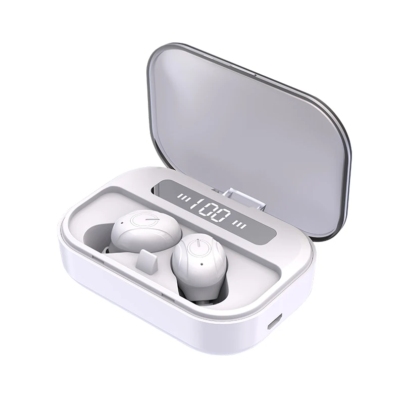 Белый Ture Беспроводные стерео Bluetooth наушники с микрофоном, дисплей питания, музыкальная кнопка управления, Bluetooth наушники-вкладыши для смартфона - Цвет: Белый