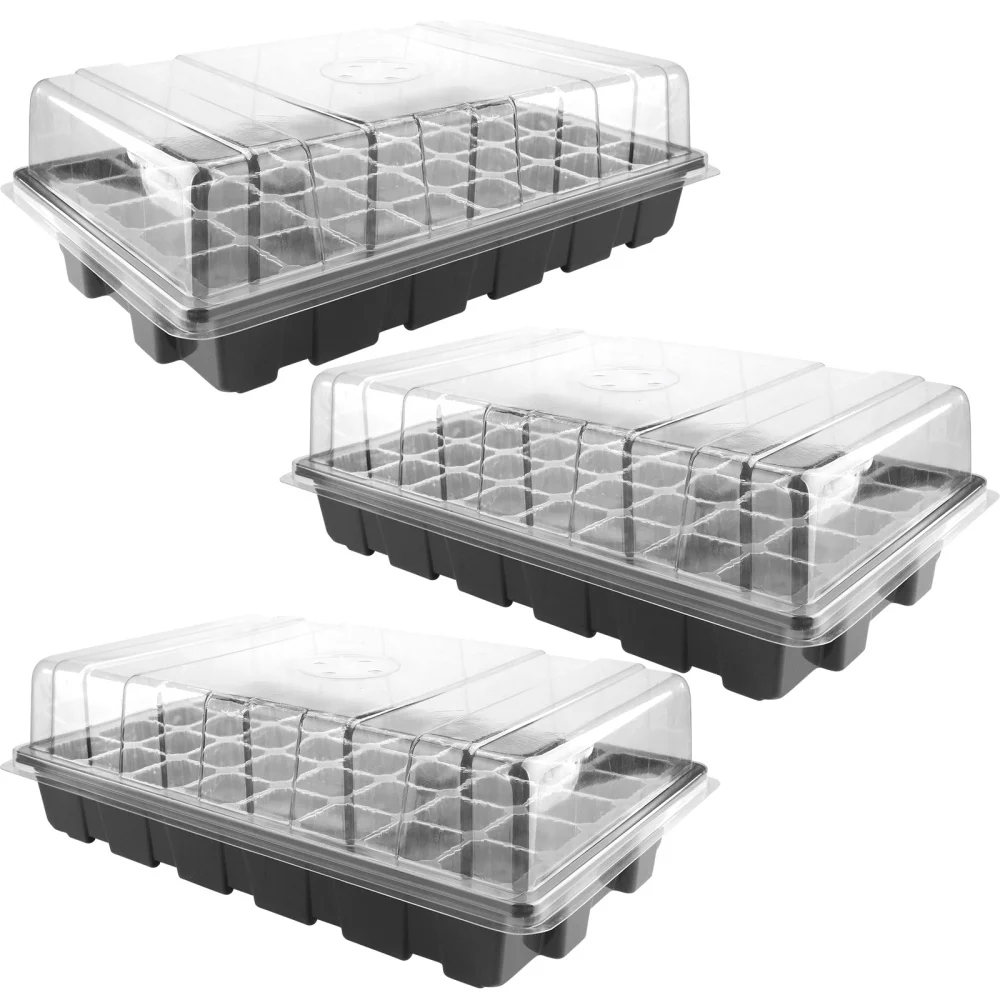 

Plant Growth Board Seedling Trays Seed Starter Tray 5-Pack Ventilation Sturdy PP Sprouted Plastic With Humidity Vented Domes