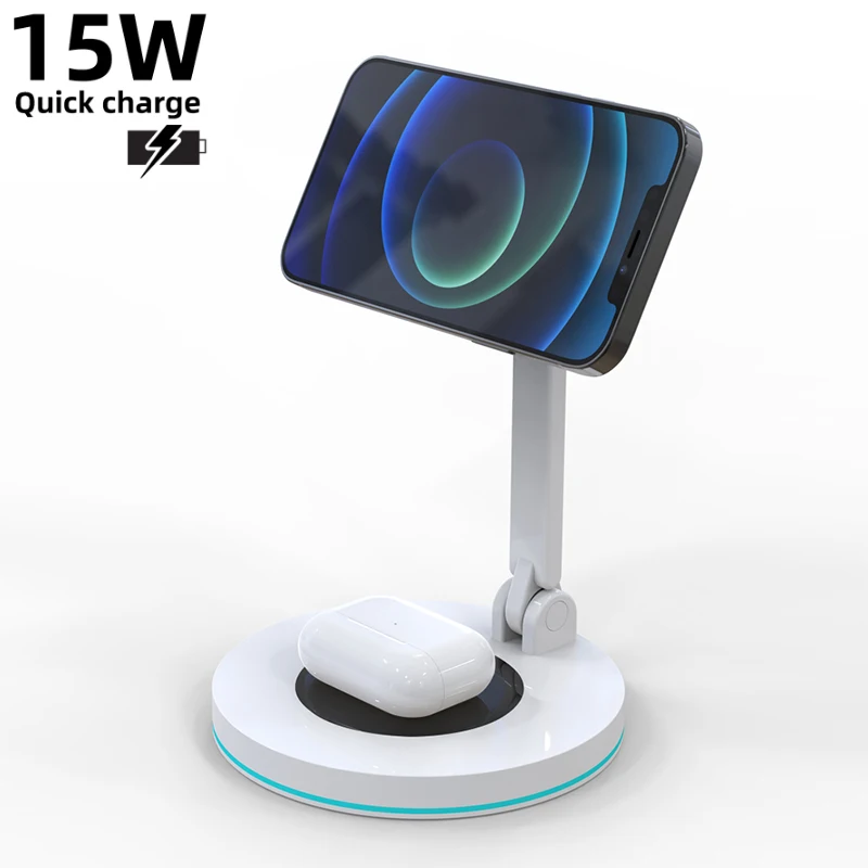 

15W Qi Fast Wireless Charger Stand For IPhone 11 XR X 8 Apple Watch 2 In 1 Foldable Charging Dock Station For Airpods Pro IWatch
