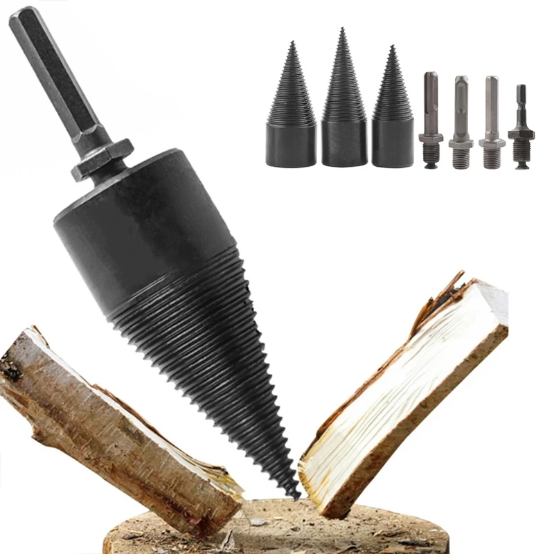 

Home Outdoor Wood Chopping Drill Bit Firewood Machine Drill Parts Wood Cone Reamer Punch Driver Replacement Parts