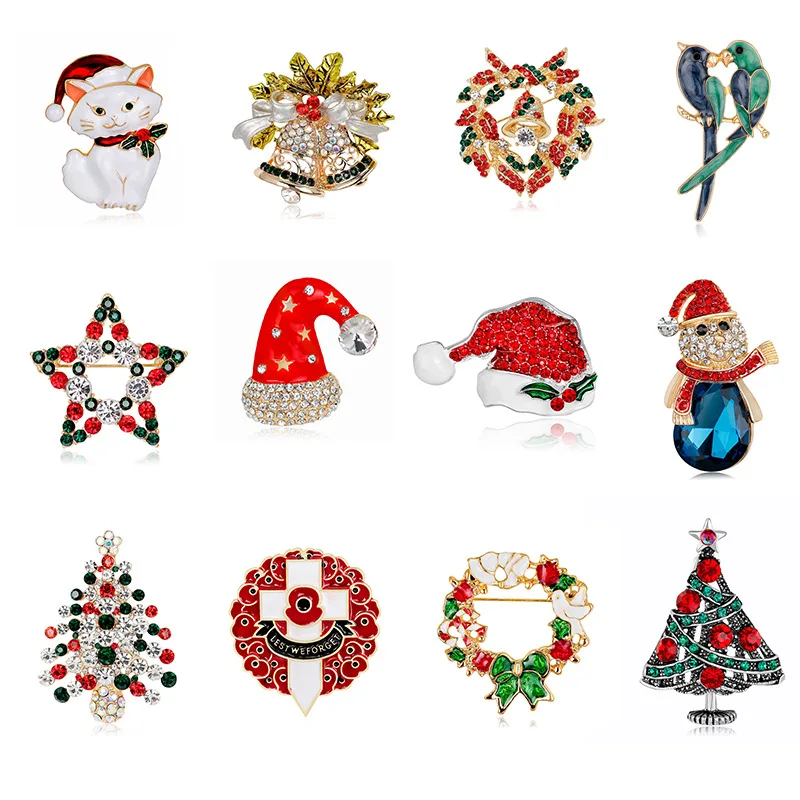 

Christmas Creative Brooch Santa Claus Christmas Stocking Christmas Tree Christmas Hat Brooch New Year Gift 2021