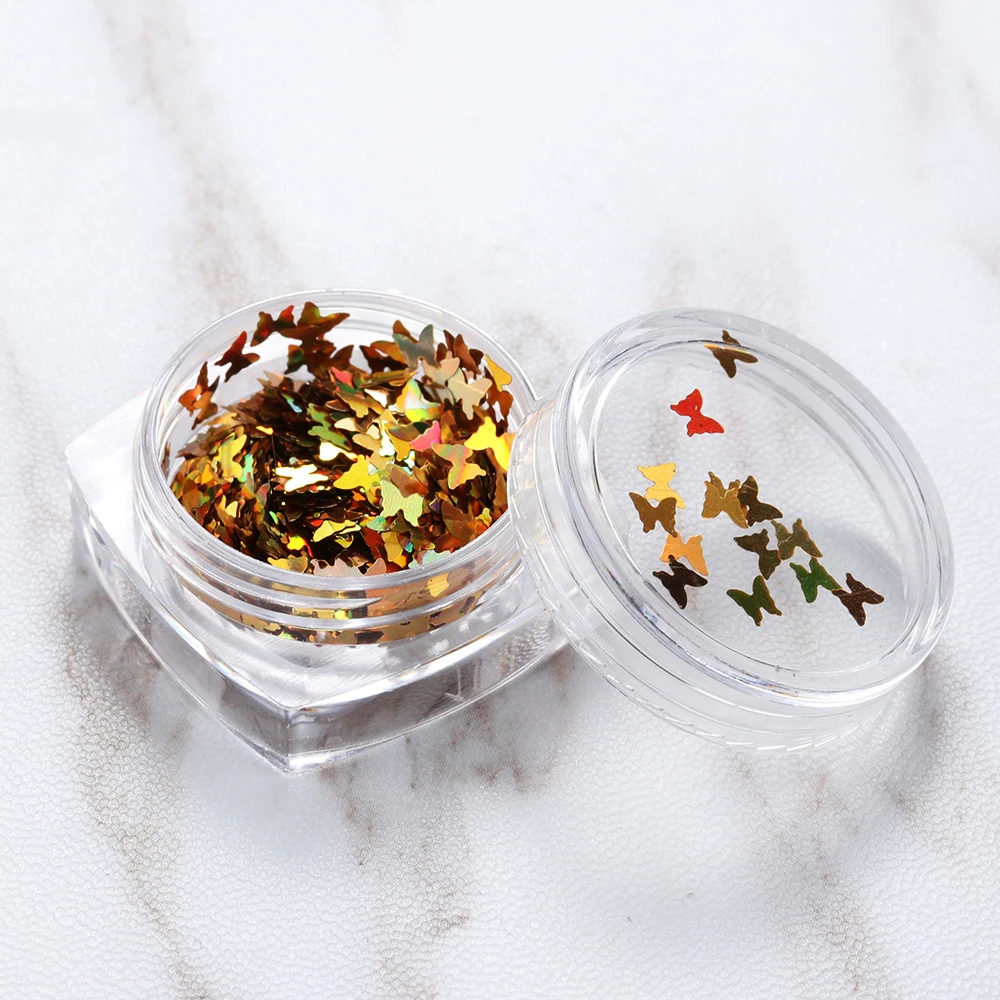 Голографические хлопья для ногтевого дизайна сделай сам в виде бабочки и