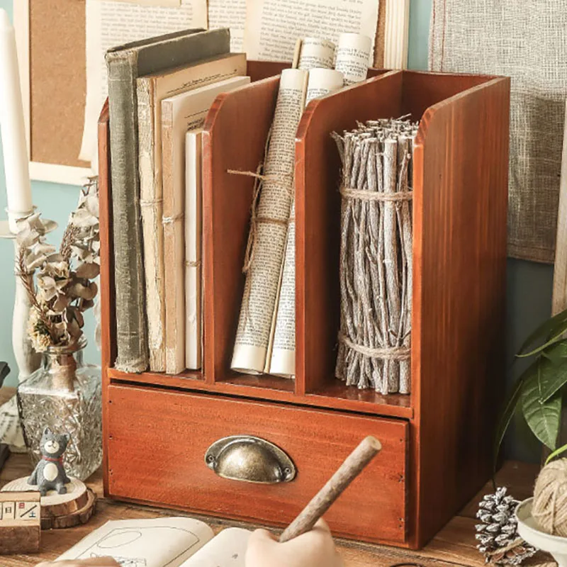 

Desktop Storage Box Frame Document Stationery Desk Book Storages Frames Household Drawer Wooden Home Decoration товары для дома
