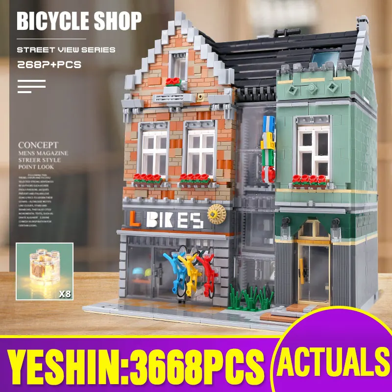 15034 уличные строительные игрушки Compaitble с 10004 MOC велосипед магазин модель блоки