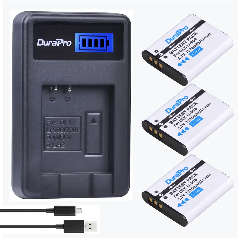 3pc Li-90B Li 90B Li-92B Camera Li-Ion Battery + LCD Charger для Olympus XZ-2 SH-50 SH-1 | Электроника