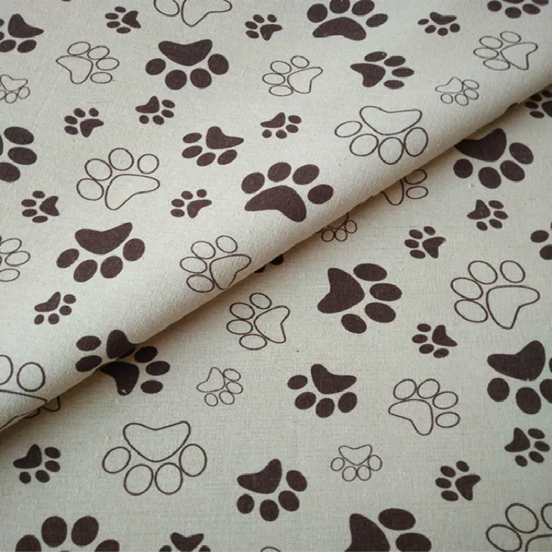 Ткань с принтом медвежьих лап тканевая занавеска ткань льняная ручной работы для