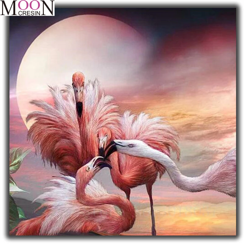 

Moon New Diamond Painting Red-crowned crane Full Square Round Drill Embroidery Cross Stitch Rhinestones Mosaic Cartoon With Bead
