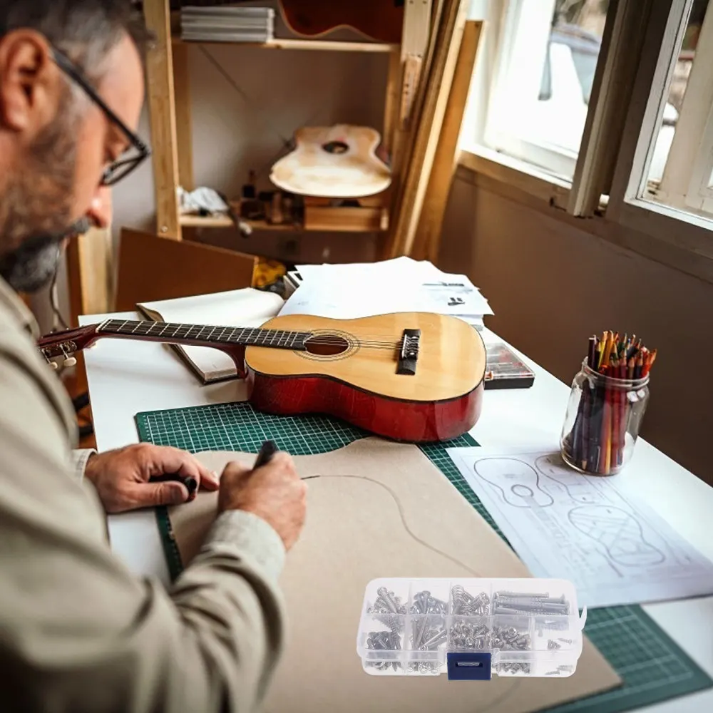 

240pcs Folk Electric Bass Guitar Mounting Screws 9 Types Installation Screws