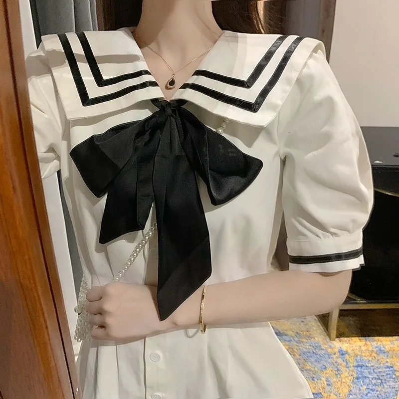 

NEW Dresses Women Sailor Collar Patchwork Female Kawaii Ulzzang Students Summer NEW De Moda All-match Sweet Hipster Ropa Fashion