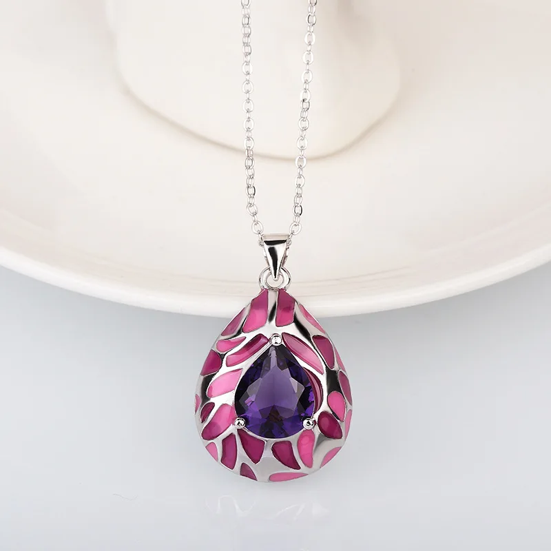 

Женское ожерелье с подвеской в виде капли воды, короткая эмалированная цепочка ручной работы из циркония и эпоксидной смолы, 2021