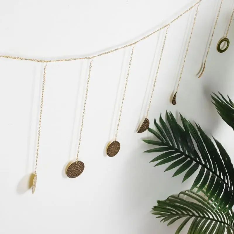 Гирлянда с Лунной фазой и цепочками в стиле бохо блестящий настенный подвесной