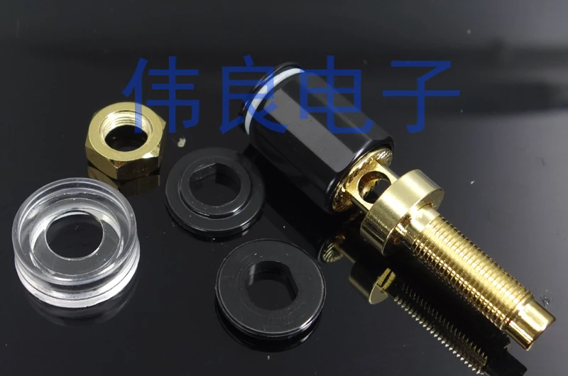 

1PCS Black crystal brass gold-plated speaker amplifier binding post audio speaker banana socket long tail binding post terminal