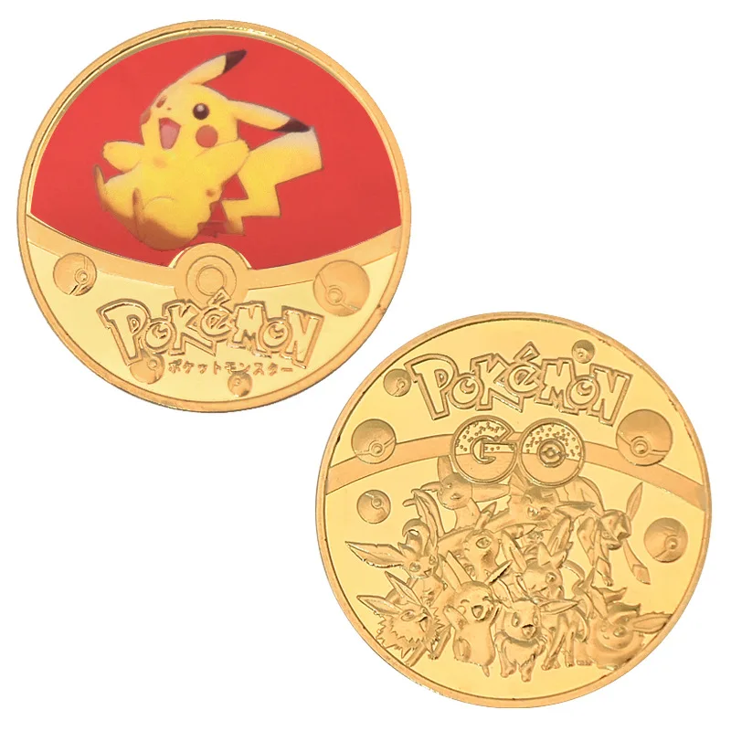 

Pokemon Pikachu Cards Fire-breathing Dragon Frog Seed Jenny Turtle Pikachu Gold Coin Plated Gold Coin Game Collection Cards