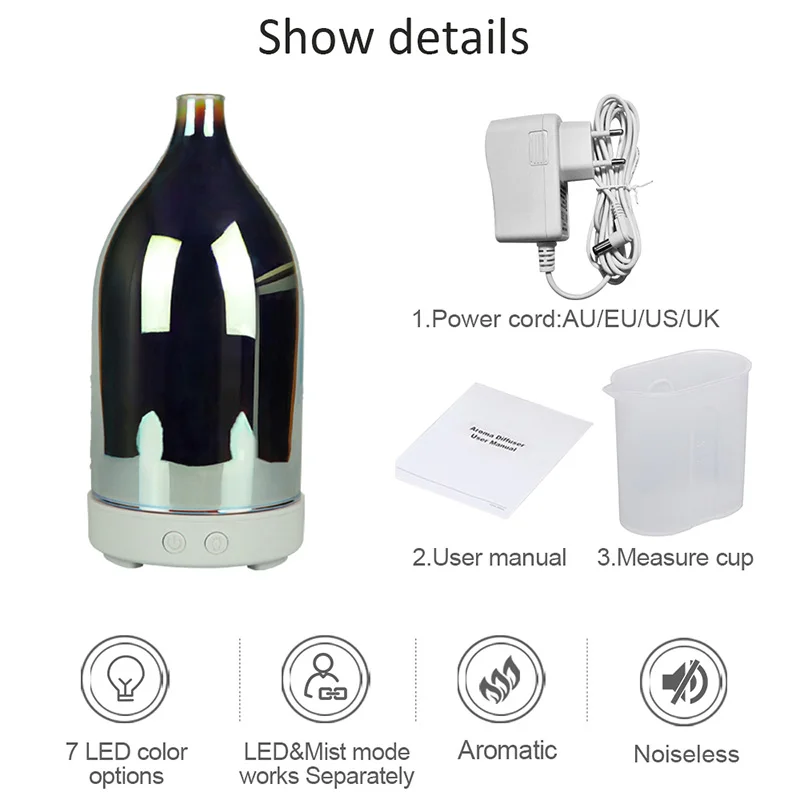 

100ml Creative 3D Ultrasonic Aroma Essential Oil Diffuser With LED Changing Light Air humidifier Essential Oil Cool Mist