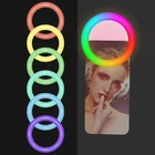 Цветная (RGB) Кольцевая вспышка светильник Портативный Универсальный селфи заполняющий лампа клип-на фотографии светильник ing светодиодный макияж кольцевой светильник для мобильный телефон