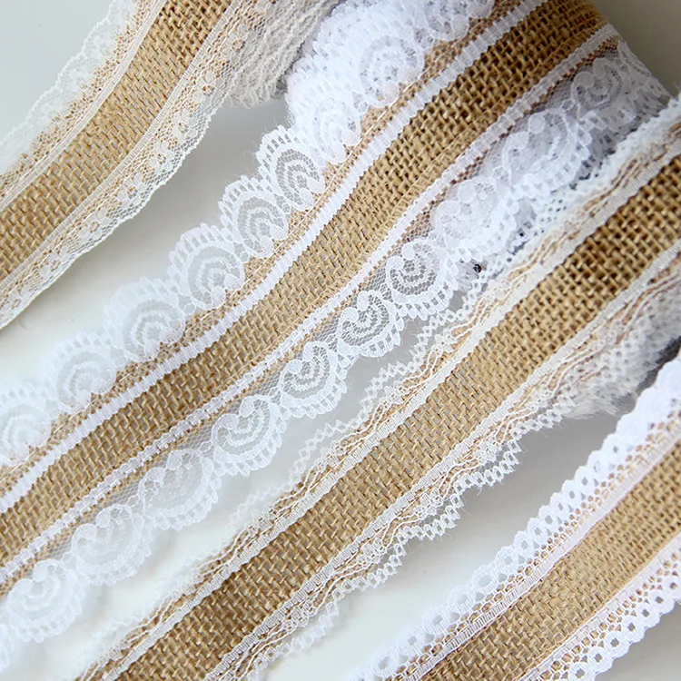 2 5 см джутовая лента из мешковины и черно белое кружевное Украшение DIY Ручная