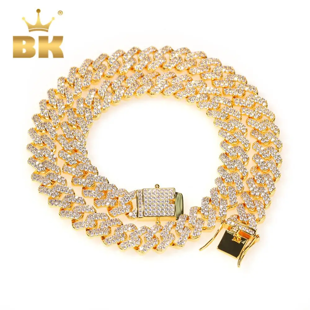 

THE Bling King 12mm Miami Cuban Micor Paved Out Cubic Zircon Necklace Luxury Cuban Prong Link Chain Punk Hiphop Jewelry