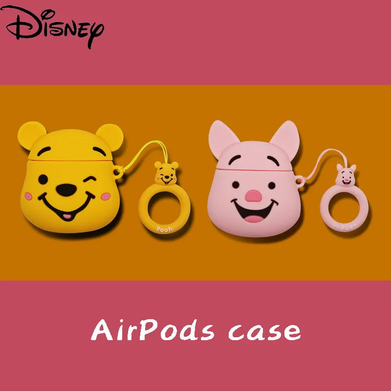 

Disney Piglet Pooh bear Bluetooth-compatible-compatible wireless earphone cover for iPhone airpods1/2 couple silicone