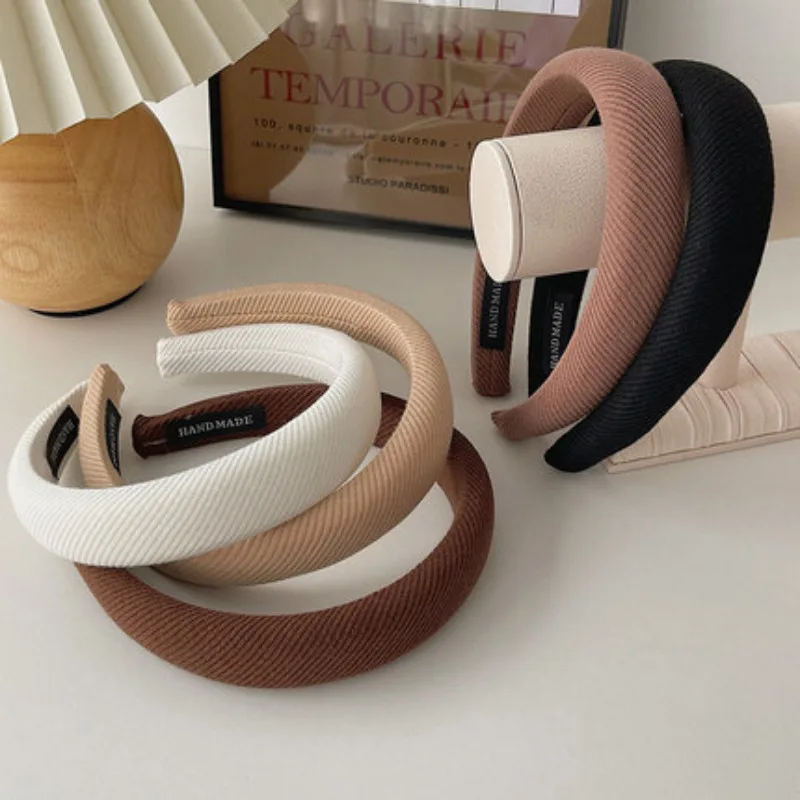 

2022 winter new popular new Korean net red milk coffee color wide edge sponge hair cave high skull top pressure hair hoop wash