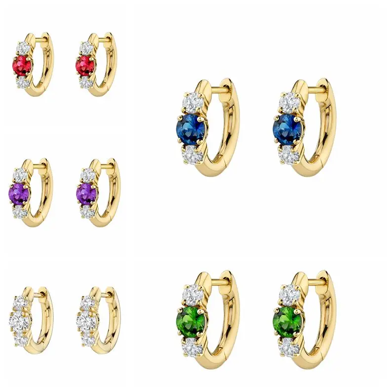 

925 Silver Ear Buckle Argolas Luxury Bling Colorful Zircon Fine Earrings Hoops For Women lovers' Girl Pendientes Brincos
