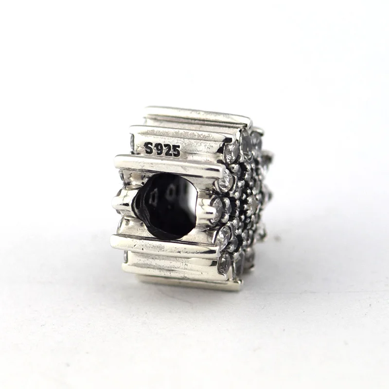 

Pave Stones Winter Snowflake Crystal Beads 925 Sterling Silver DIY Fit Charm Bracelet Femme Winter Beads for Jewelry Making