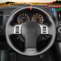 diy hand sewn carbon fiber black pu leather car steering wheel cover for infiniti fx fx35 fx45 car interior accessories