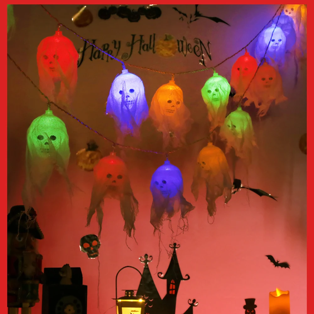 

Светодиодная декоративная гирлянда на Хэллоуин, 2,5 м, водонепроницаесветильник гирлянда, голова черепа, праздничный ужас, атмосферный рекв...