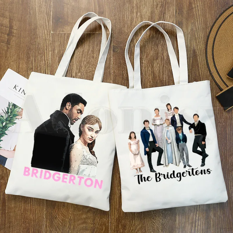 

Винтажная дамская сумочка Bridgerton с рисунком акварелью, Наплечные сумки, Повседневная сумка для покупок для девочек, женская элегантная Холщ...