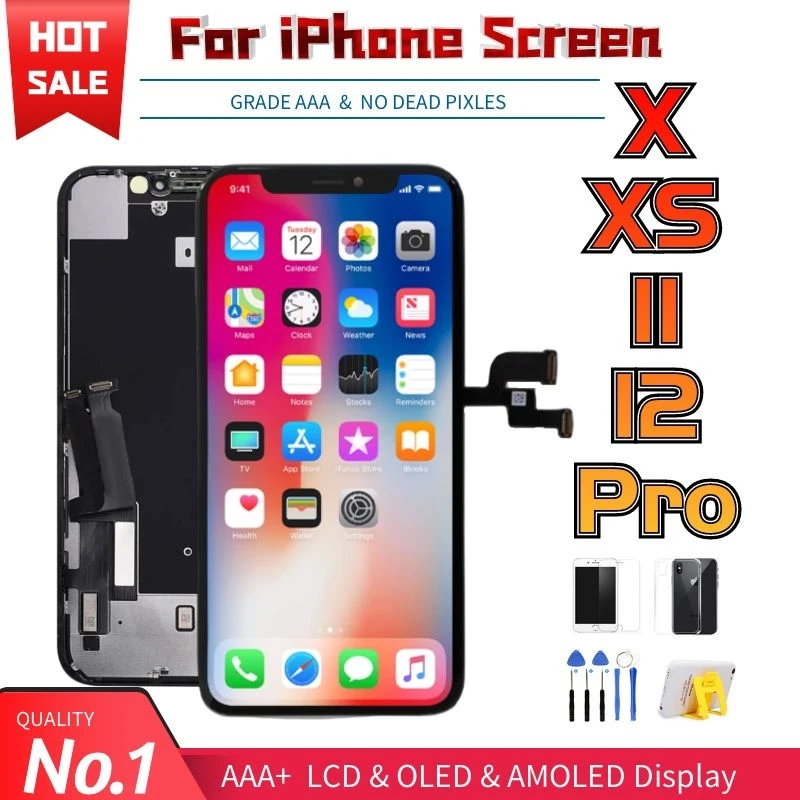 

AAA Screen For iPhone X XR XS Max 11 12 Pro LCD Display Touch Digitizer Assembly OLED Incell Pantalla Replacement No Dead Pixels