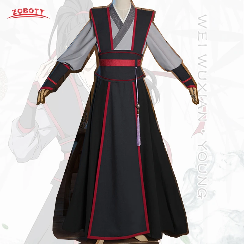Mo Dao Zu Shi маскарадные костюмы Wei Wuxian Young Grandmaster of Demonic culturation Costume Мужская Аниме Wei wuxian Wig черная обувь - Цвет: Wei Wuxian Young
