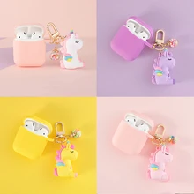 4 цвета Единорог брелок для Airpods чехол хорошего качества наушники