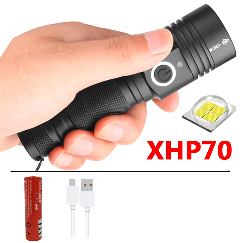 Package B 100000LM xhp70 светодиодный фонарик usb зарядка стрейч зум ударопрочный 18650 перезаряжаемый фонарик Сильный магнитный хвост - Испускаемый цвет: Package B