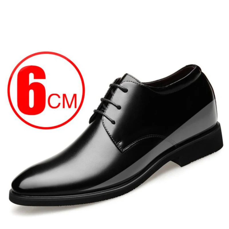 Мужские классические туфли на высоком каблуке 6 см формальные увеличенные