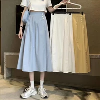 2021 summer new thin cover hip pleated skirt korean style medium length high waist skirt summer a line skirt